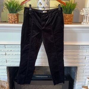 Anthropologie The Essential Slim Pant Black Velvet Stretch Cropped Mid Rise 8